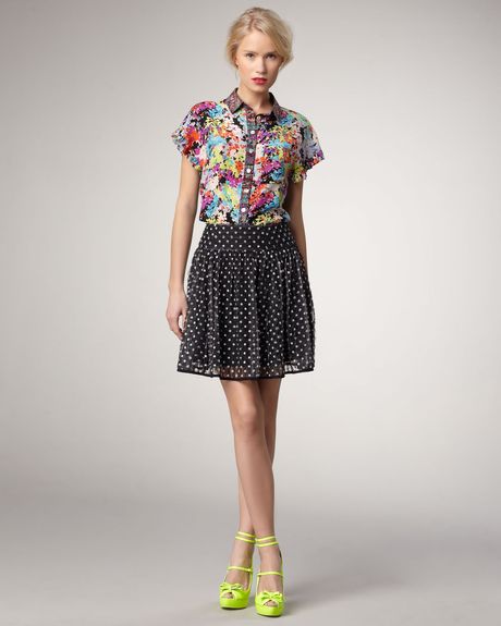 Nanette Lepore Crystal Ball Polkadot Tulle Skirt in Black (panther) - Lyst