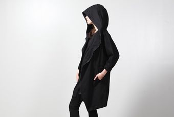 Oak Black Drape Front Parka - Lyst