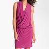 Taylor Dresses Surplice Blouson Jersey Dress in Pink (raspberry) - Lyst
