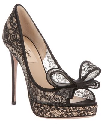 Valentino Lace Peep-Toe Pumps - Lyst