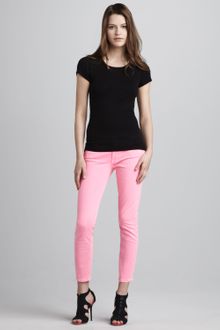 7 For All Mankind Cropped Skinny Jeans Neon Pink - Lyst