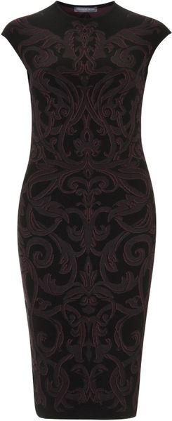 Alexander Mcqueen Dark Purple Cap Sleeve Jacquard Dress in Purple - Lyst