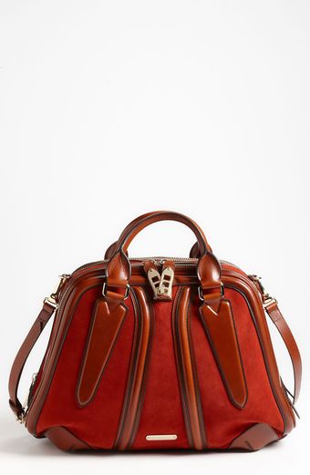 Burberry  Suede Leather Bowling Bag - Lyst