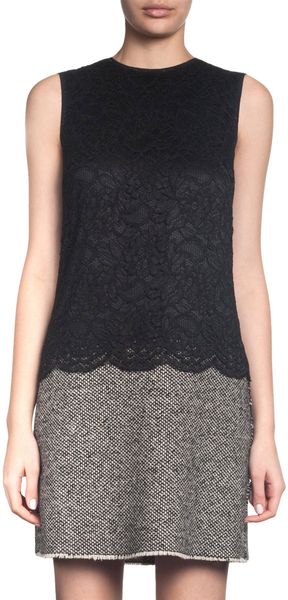 Dolce & Gabbana Lace Overlay Shift Dress - Lyst
