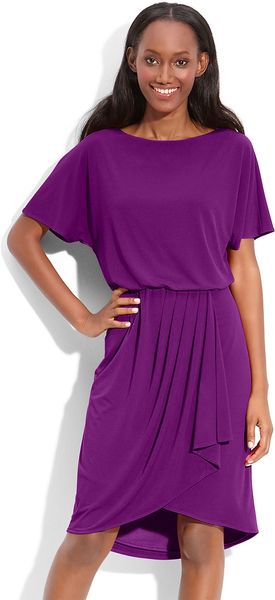 Donna Ricco Faux Wrap Jersey Dress - Lyst