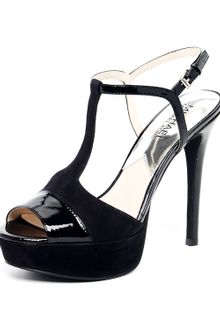 Michael Kors Felicia Patent and Suede T-Strap Sandal - Lyst