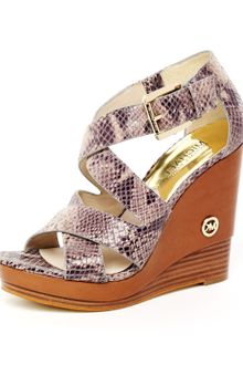 Michael Kors Belinda Python-Embossed Leather Cross Strap Sandal - Lyst