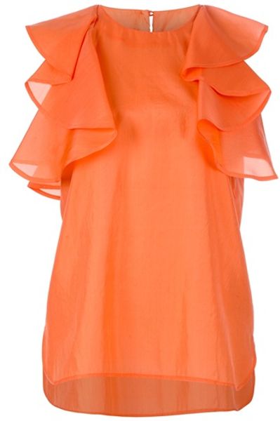 See By Chloé Ruffle Blouse in Orange - Lyst