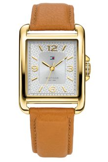 Tommy Hilfiger Womens Tan Leather Strap Watch  - Lyst