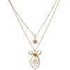 Betsey Johnson Double Row Clear Heart and Bow Pendant in Silver - Lyst