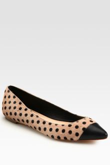 Loeffler Randall Natalie Polkadot Calf Hair and Leather Point Toe Ballet Flats - Lyst