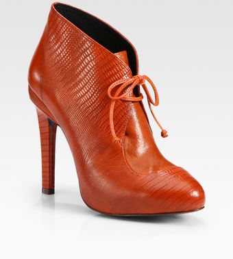 Rebecca Minkoff Dameon Laceup Lizardprint Leather Ankle Boots - Lyst