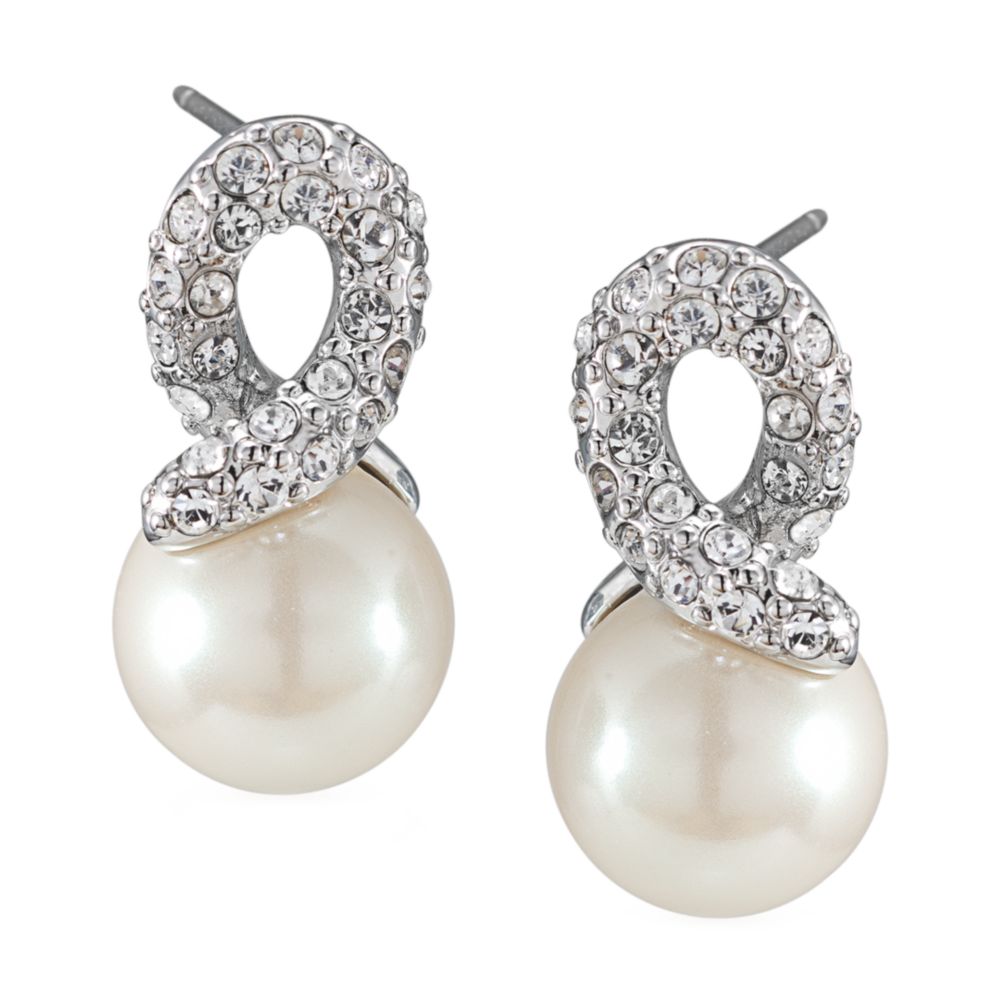 Carolee Glass Pearl Knot Drop Earrings In White Pearl Lyst 