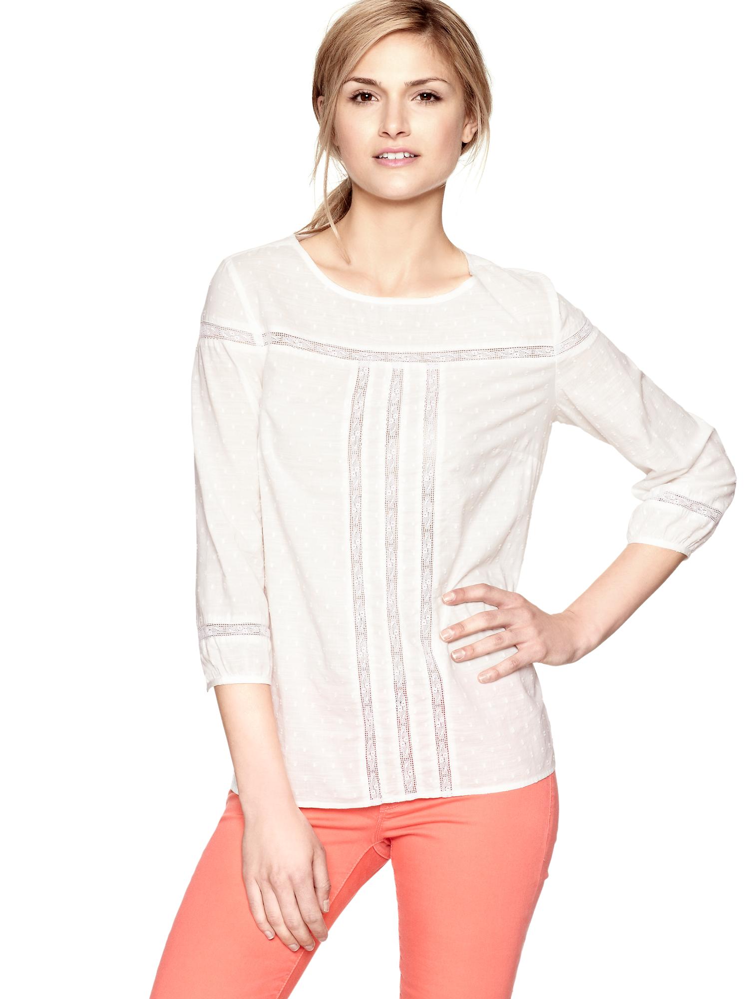 Gap Crochet Peasant Top in Beige (off white) Lyst