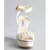 Prada Ivory Woven Leather Peep Toe Wedge Sandals in White (ivory) - Lyst
