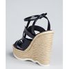 Yves Saint Laurent Navy Patent Leather Strappy Wedge Saint Malo Espadrilles in Black (navy) - Lyst