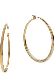 Michael Kors Shiny Pave Medium Hoop Earrings Golden - Lyst