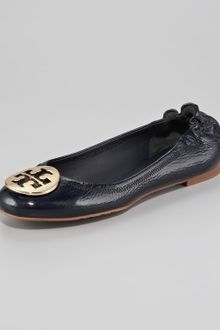 Tory Burch Reva Tumbled Patent Ballerina Flat  - Lyst