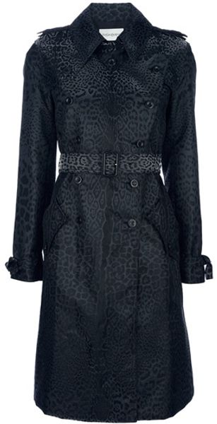 Yves Saint Laurent Leopard Print Trench Coat - Lyst