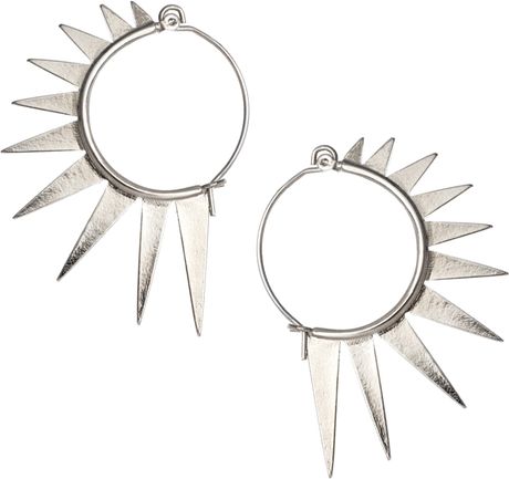 Asos Spiked Hoop Earrings in Silver (rhodium) - Lyst