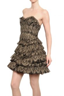 Jay Ahr Laminated Ruffled Silk Tulle Lace Dress - Lyst