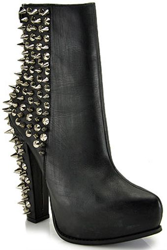Jeffrey Campbell Avalos Black Leather Spiked Platform Bootie - Lyst