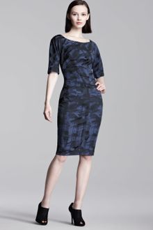 Lela Rose Weathered Print Stretch Dress - Lyst