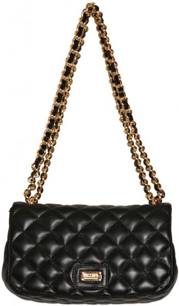 Moschino Cheap  Chic Quilted Nappa Bow Shoulder Bag in Black