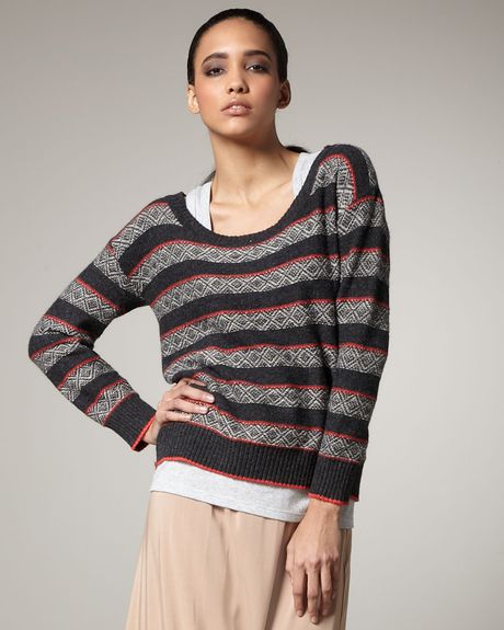 Splendid Fair Isle Knit Sweater in Gray (gray pattern) - Lyst