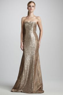 Theia Sequined Strapless Gown - Lyst