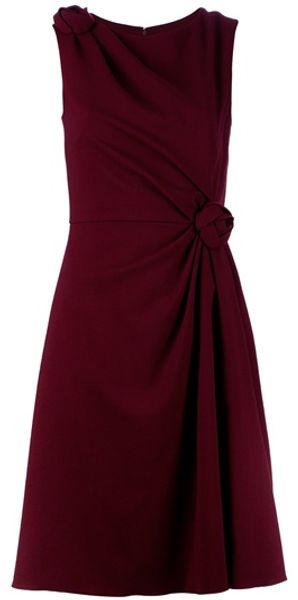 Valentino Rose Detail Dress in Red (rose) - Lyst