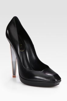 Yves Saint Laurent Leather Mirror Heel Platform Pumps - Lyst