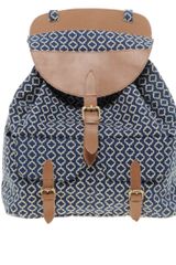 Asos Tile Print Rucksack with Leather Trim