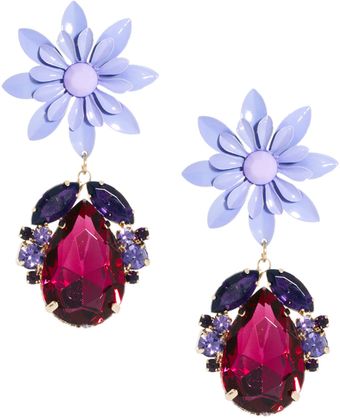 Asos Flower Jewel Drop Earrings - Lyst