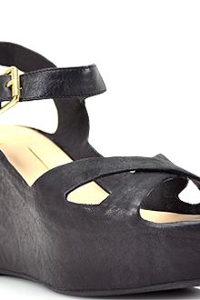 Dolce Vita Eileen Black Leather Wedge Sandal - Lyst