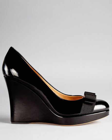 black wedges with bow ankle strap
