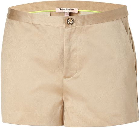 Juicy Couture Golden Khaki Sateen Short in Beige (khaki) - Lyst