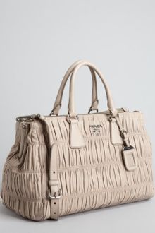 Prada  Gauffre Pleated Leather Crossbody Tote - Lyst