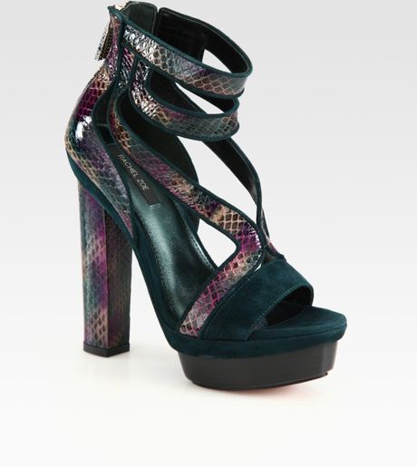 multicolor snakeskin platform sandals