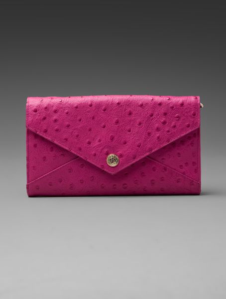 Rebecca Minkoff Wallet On Chain in Pink (hot pink ostrich) | Lyst