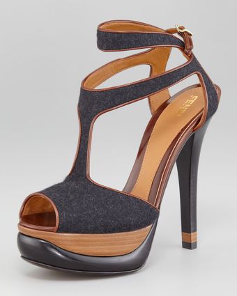 Fendi Bronte Feltleather Halter Strap Platform Sandal - Lyst