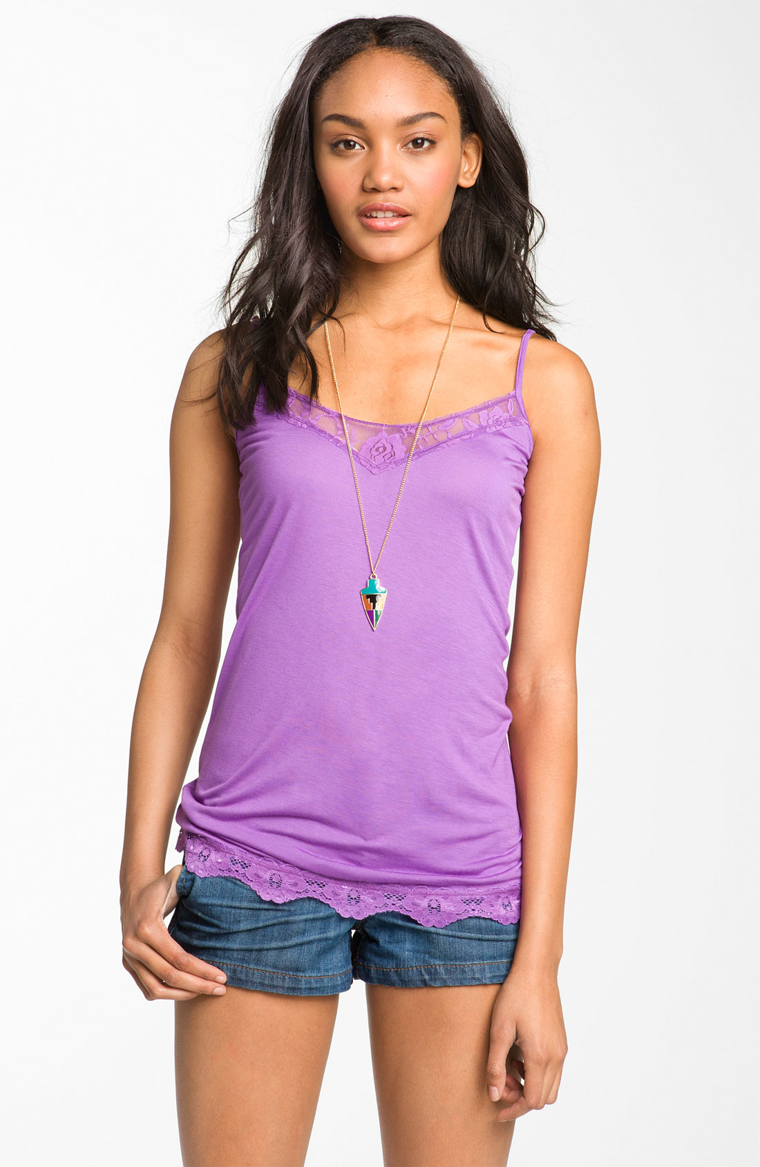 Frenchi® Lace Trim Camisole in Purple (purple dewberry) Lyst