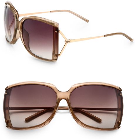 Gucci Square Plastic Sunglasses in Gold - Lyst