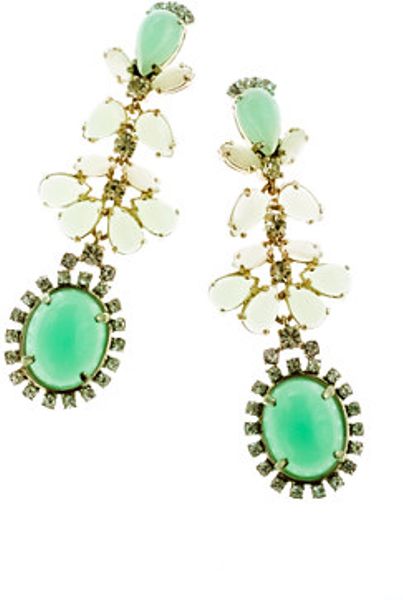 J.crew Cabochon Fan Earrings in Green (spearmint) - Lyst