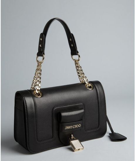 Jimmy Choo Black Leather Gwen Chain Strap Shoulder Bag in Black | Lyst