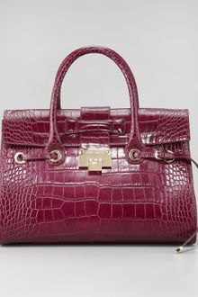 Jimmy Choo Rosalie Croc-Embossed Satchel - Lyst