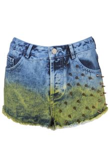 Moto Moto Stud Blue Dip Dye Hotpants - Lyst