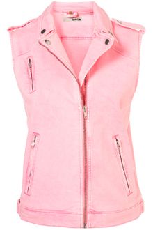Topshop Oversized Sleeveless Biker Jacket - Lyst