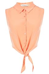Topshop Tie Front Cropped Shirt By Oh My Love
