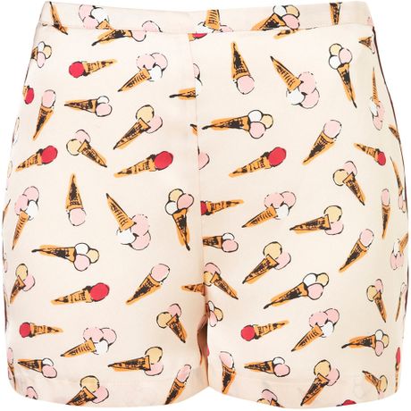 Topshop Ice Cream Print Shorts in Pink - Lyst